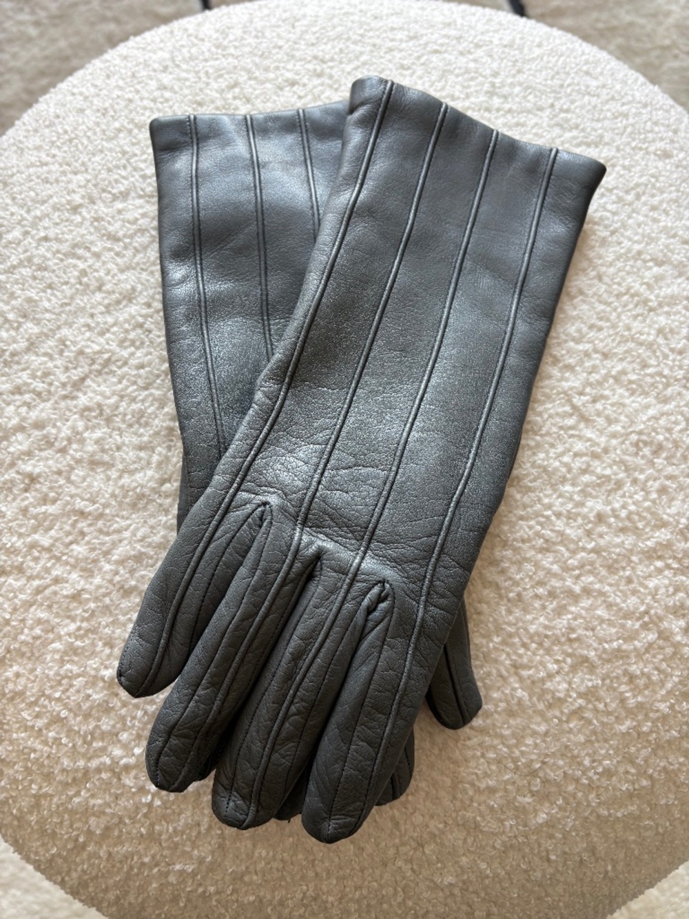 Vintage Blue Leather Gloves